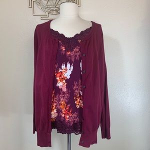 Lane Bryant Burgundy Cardigan Sweater